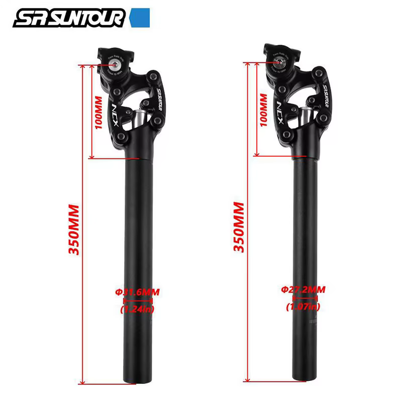 SR Suntour NCX Vélo VTT Tige de Selle à Suspension Amortie 50mm de Course 27.2/28.6/30.0/30.4/30.9/31.6/33.9*350mm Tube de Selle