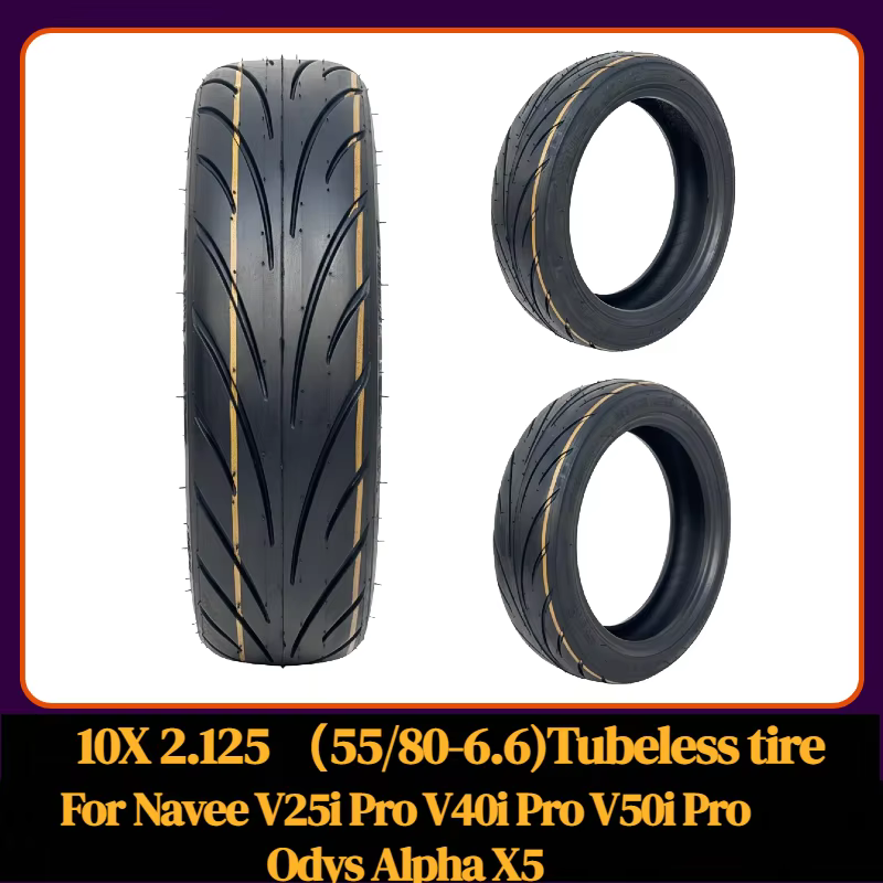 Pneu tubeless 10X2.125 55/80-6.6 pour trottinettes électriques Navee V25i Pro