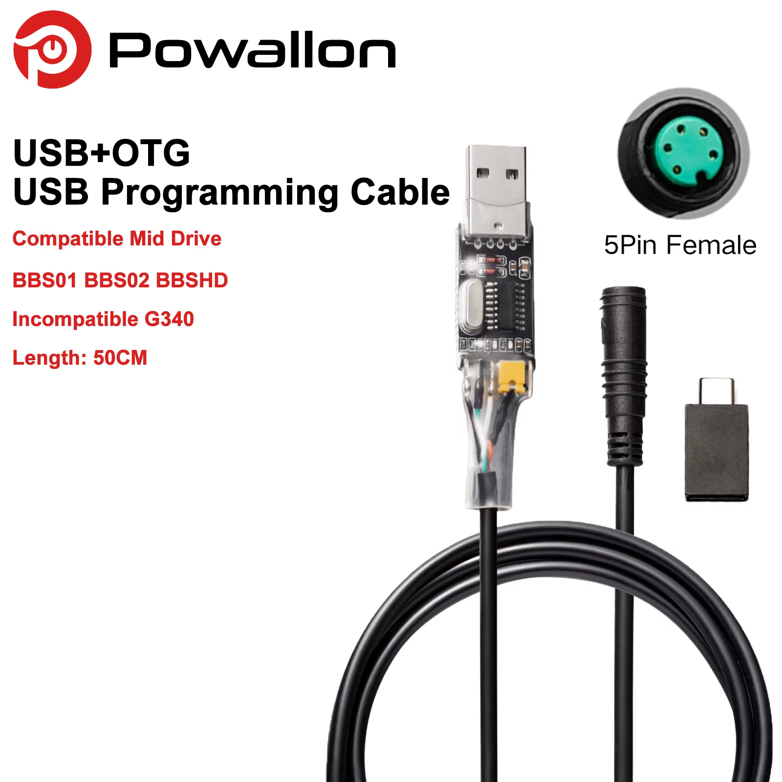 Câble de programmation USB 8fun Bafang pour moteur central BBS01 BBS02 BBS03 BBSHD
