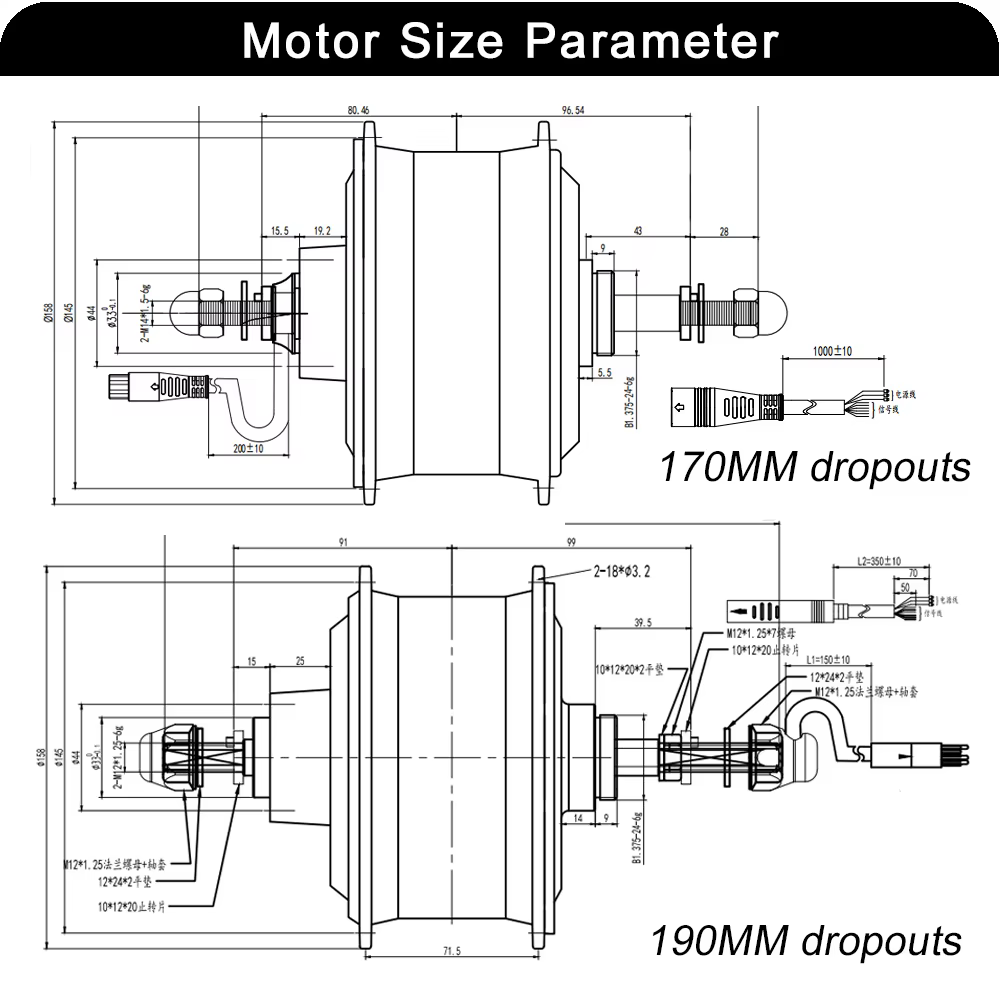 Gros moteur 48V 1000W moteur de roue libre arrière à engrenage sans brosse pour gros vélo électrique neige e-bike 170mm 190mm taille de fourche 20 "26" pneu