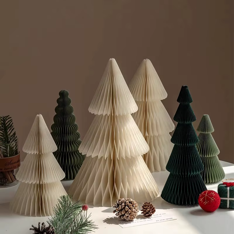 Décoration de sapin de Noël, ornements de sapin de Noël en papier nid d'abeille 3D, pendentifs suspendus pour sapin de Noël, décoration de fête de Noël et du Nouvel An