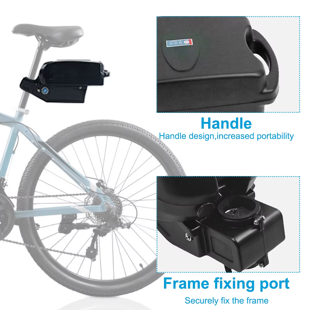 Batterie de vélo électrique 24V 36V 48V, boîtier Frog, pack de batterie de vélo 10Ah 10.4Ah 13Ah, batterie lithium-ion, batterie de vélo pliable