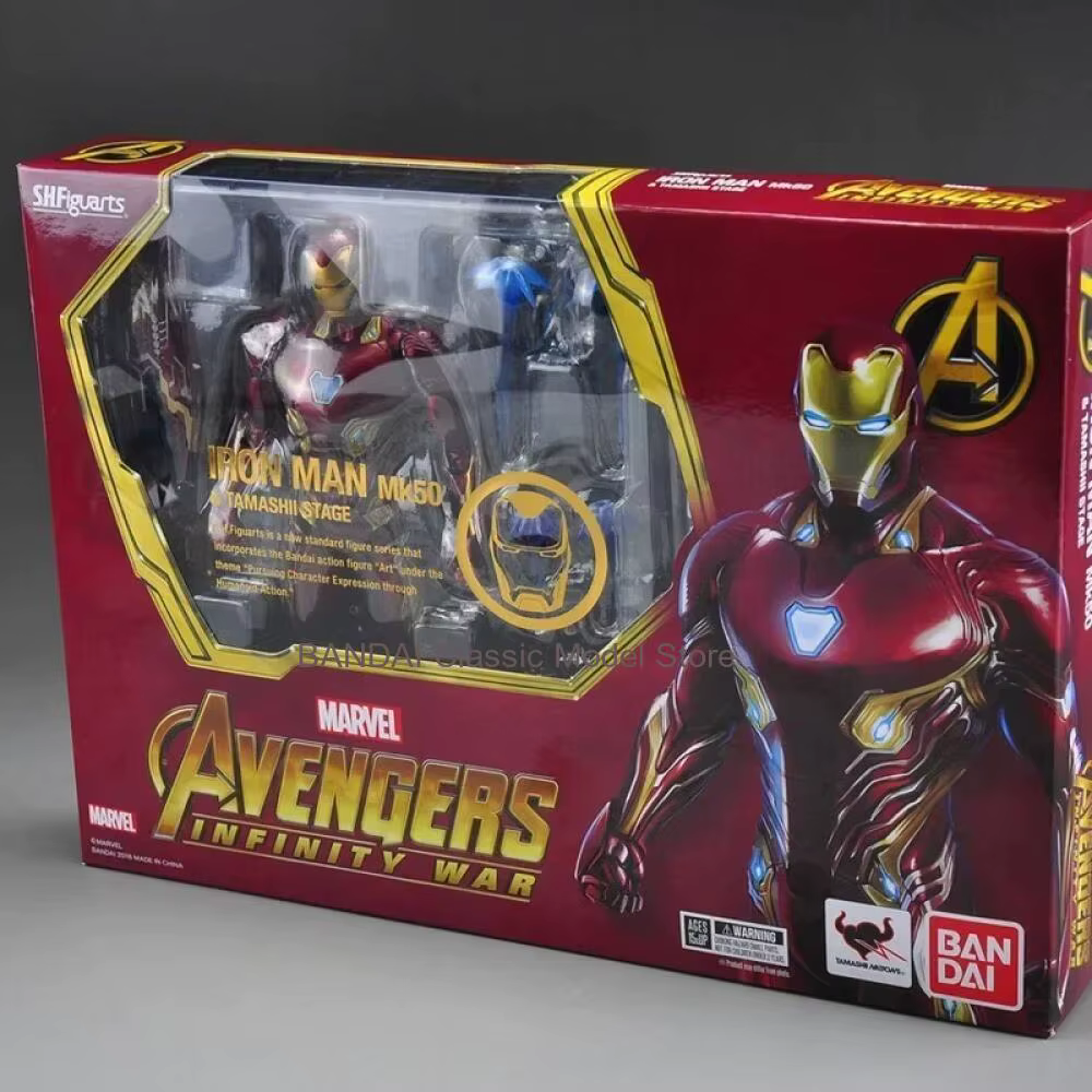 En stock BANDAI Original SHF MARVEL The Avengers 3 Figurine de personnage complète IRON MAN Modèle Cadeau pour enfant Emballage en boîte en mousse