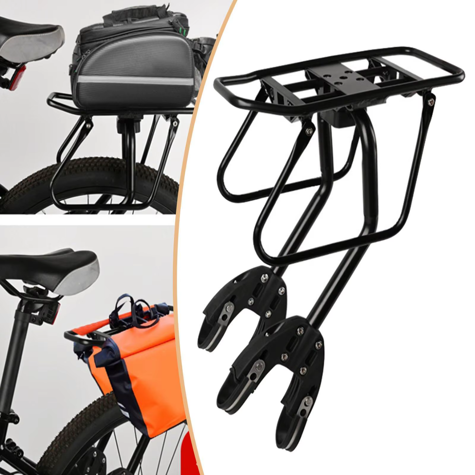 Porte-bagages arrière stable en alliage d'aluminium pour vélos de banlieue