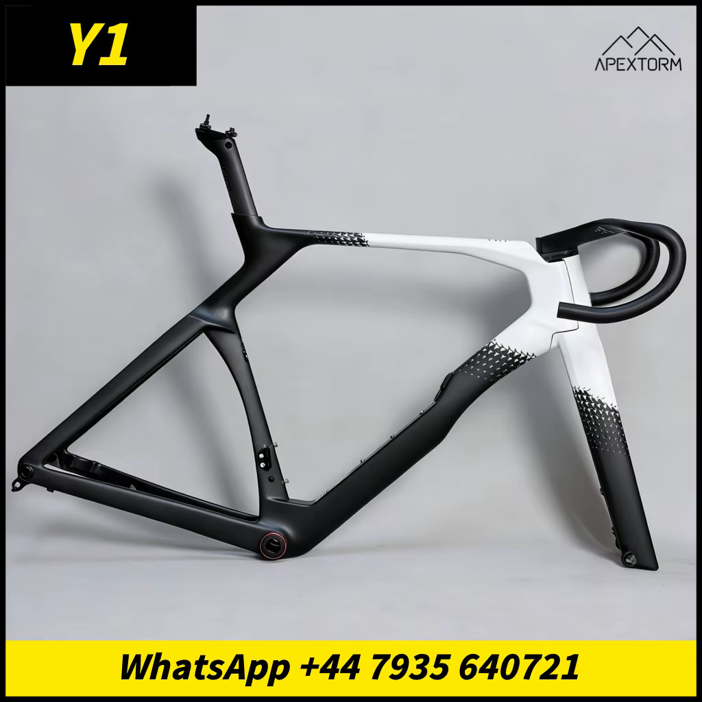Cadre de vélo de route en carbone blanc brillant arc-en-ciel 2026 Y1rs