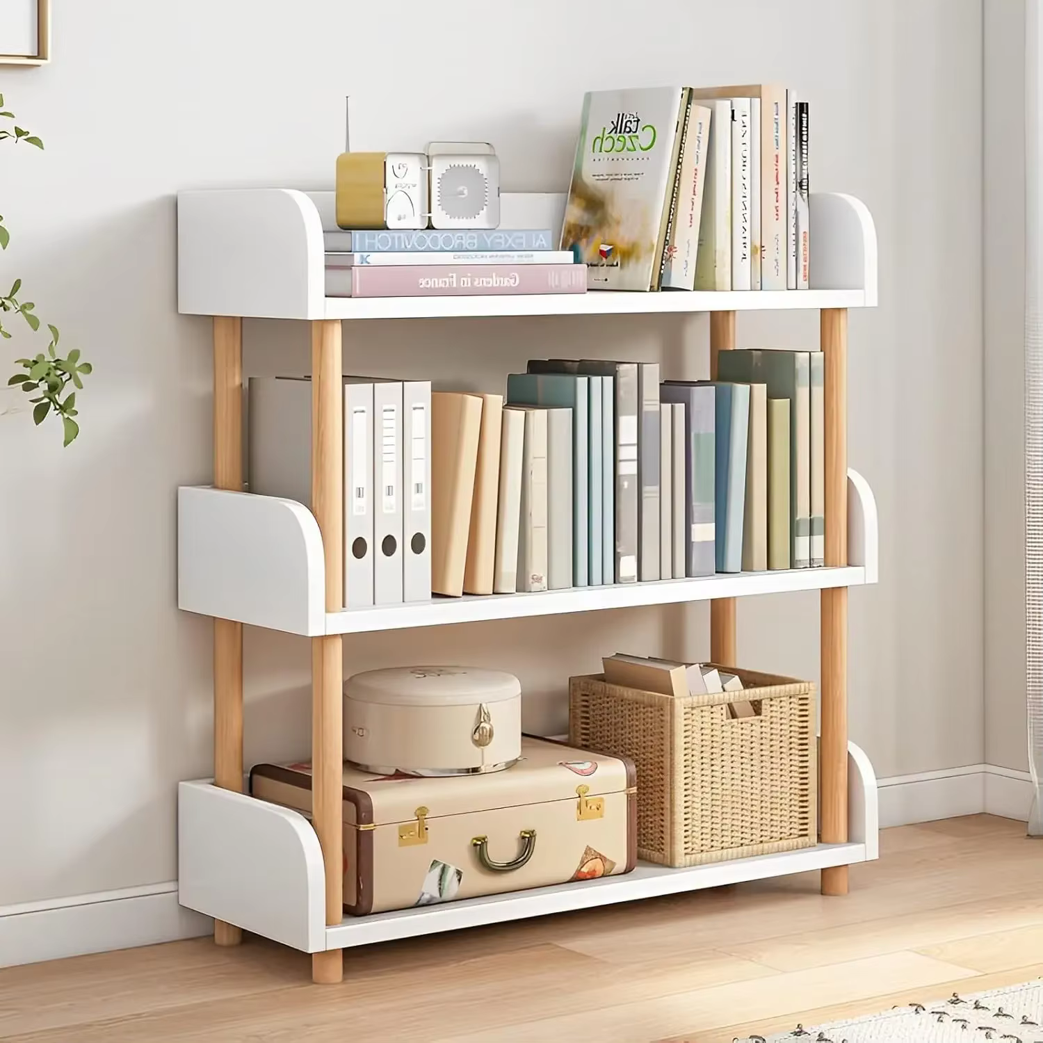 Wayifair Home Furniture Store Bibliothèque d'exposition moderne avec bord supérieur et cadre en bois massif pour la maison et le bureau, armoire de rangement
