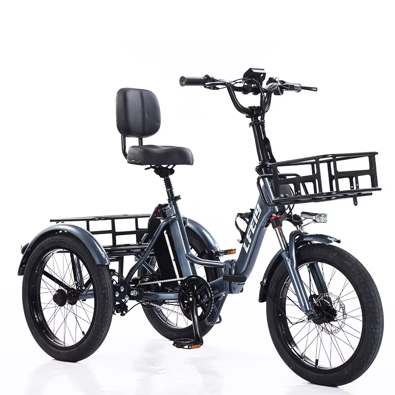 Tricycle électrique adulte Mini voiture véhicule cargo pliable 48V 350W 3 roues vélo