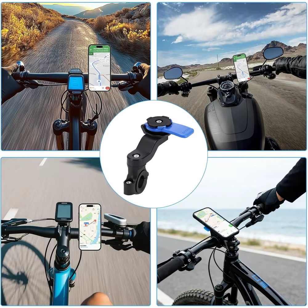 Support universel pour smartphone avec amortisseur de vibrations pour guidon de moto, vélo, scooter, quad, compatible avec les modèles Trottos