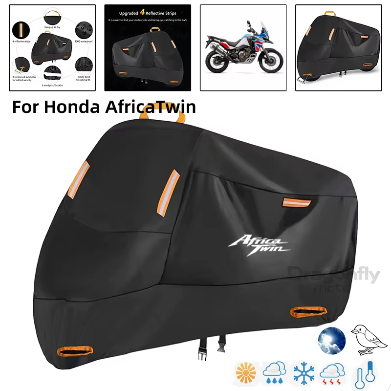 Housse de moto avec Logo Africa Twin, imperméable, protection UV pour Scooter d'extérieur, housse de pluie pour Honda CRF1100L CRF 1100 L Africa Twin A