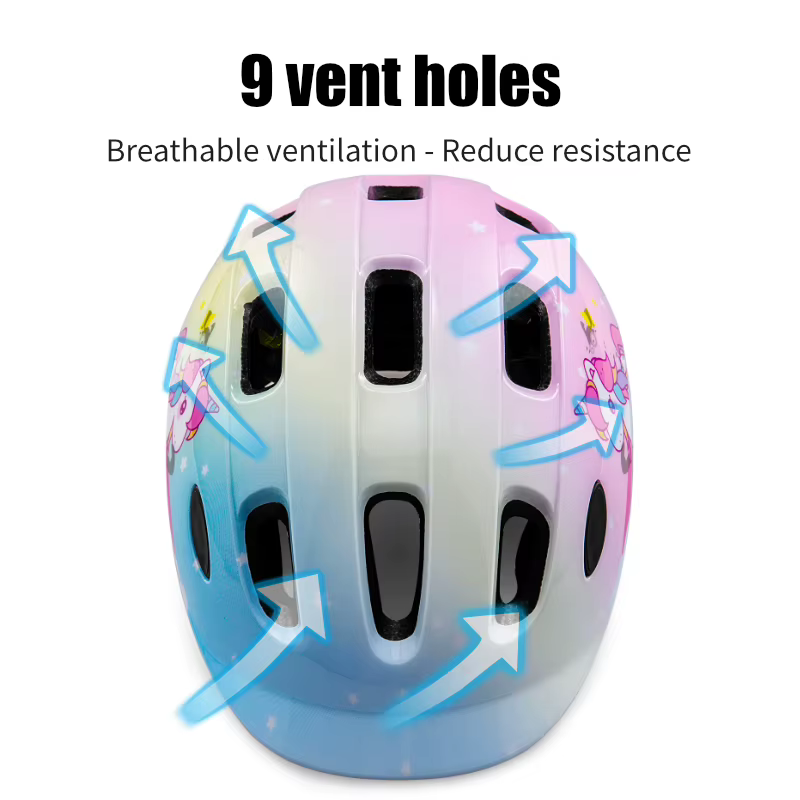 Casque de vélo pour enfants léger ventilé mignon licorne fille Sports de plein air Skateboard équilibre cyclisme