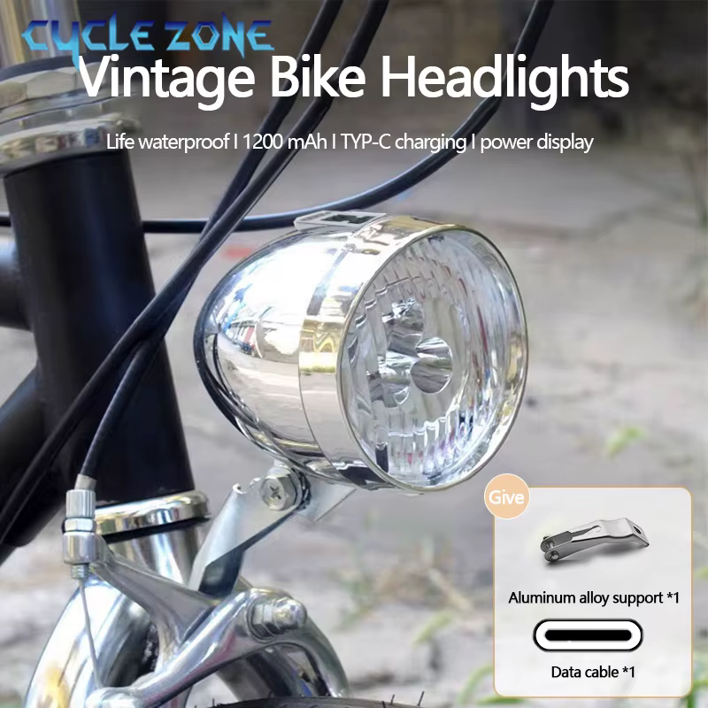Feu avant de vélo Vintage à 3 LED