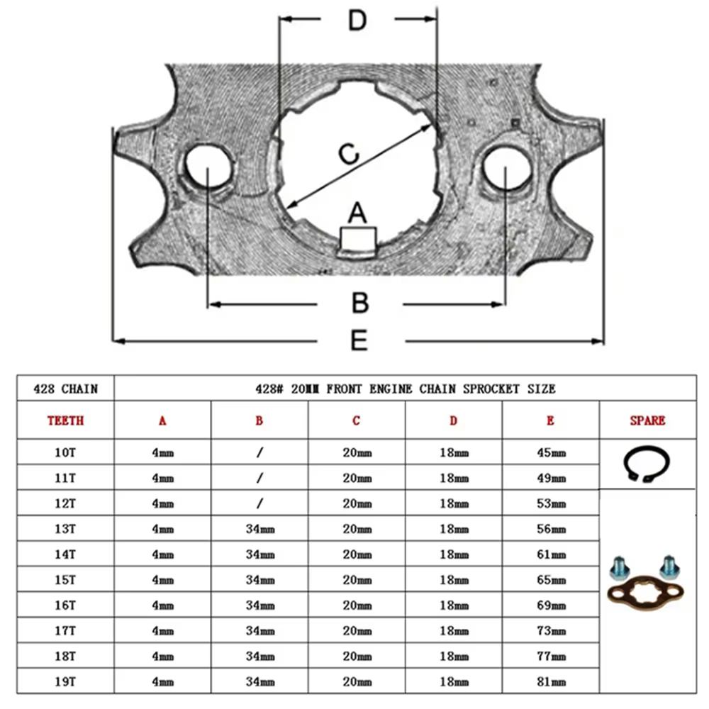 Kit de chaîne 428-104L 14T 15T 16T 17T pignon avant 40T