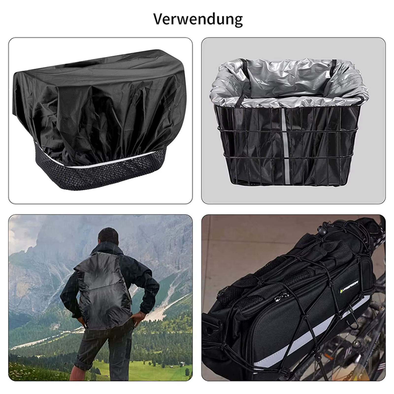 1 ensemble de doublure de panier de vélo étanche, housse imperméable, convient à la plupart des paniers de vélo, housse étanche, ensemble de coussins de vélo