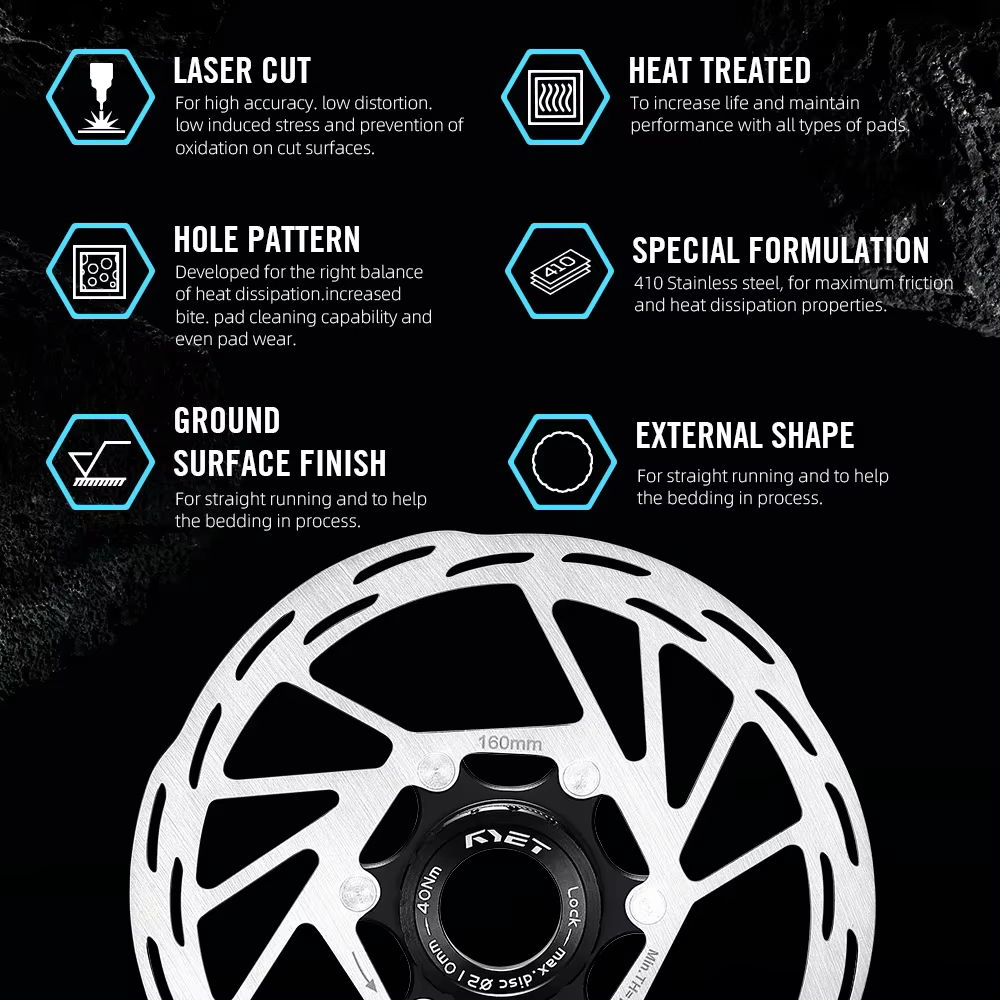 RYET Centerlock Rotor flottant 160 180 200mm-Ice Tech Dissipation thermique VTT descente e-bike frein à disque Anti-déformation silencieux