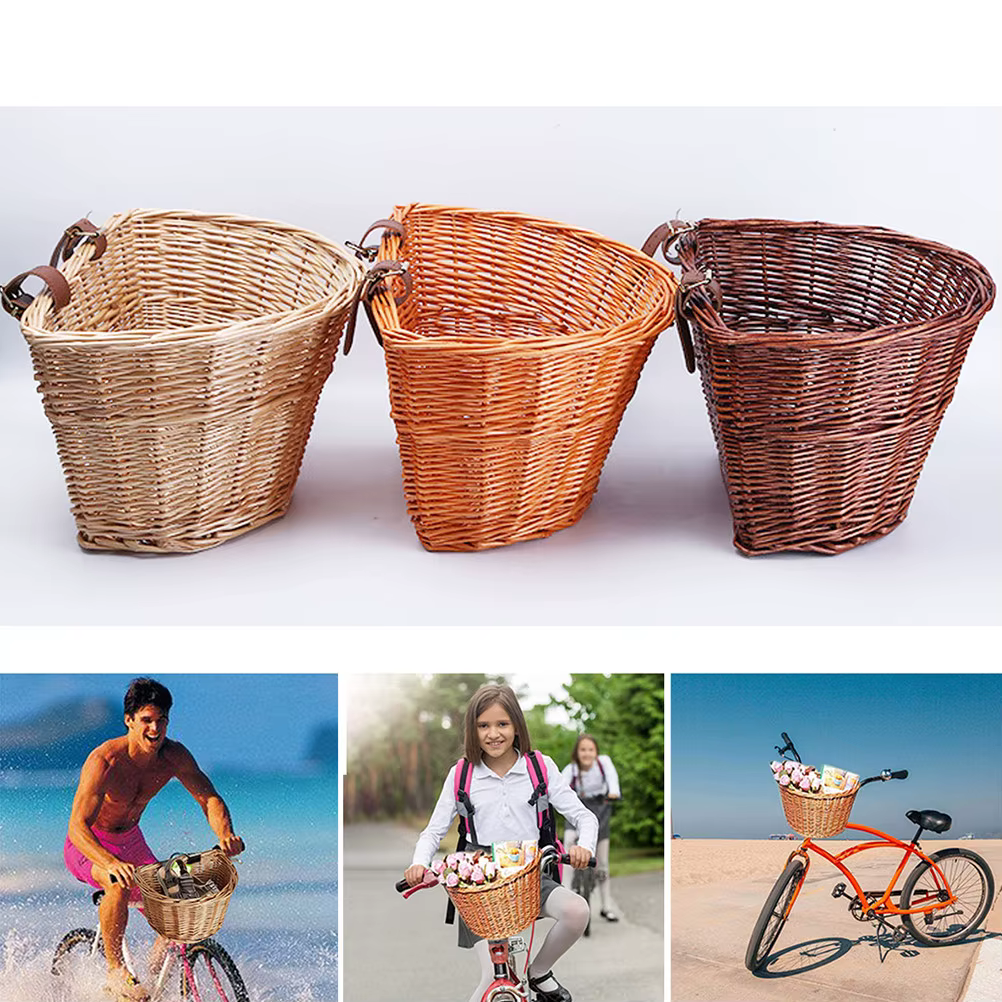 Panier de vélo en osier marron