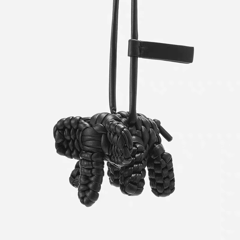 Pendentif éléphant en cuir tressé de luxe, breloque de sac de haute qualité, accessoire de décoration pour sac fourre-tout, artisanat unique