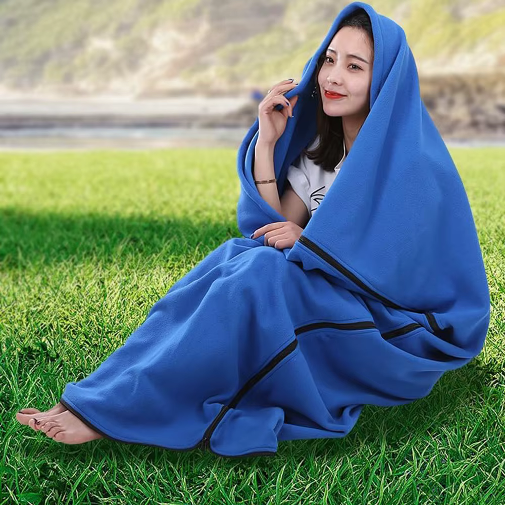 Sac de couchage portable avec doublure en microcarence, drap de voyage Smile, sac de couchage, couverture de camping zippée, lit de tente de camping en plein air
