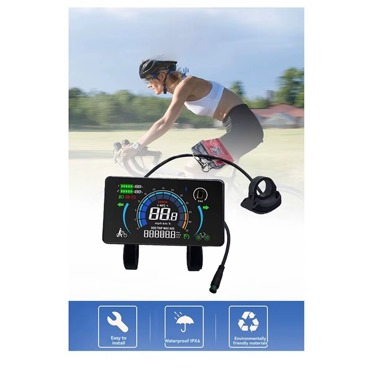 Compteur de vélo électrique M808X avec écran LCD
