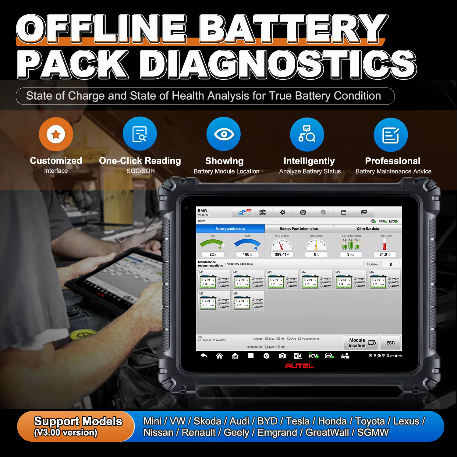 Autel-MaxiSys Ultra EV, outil de diagnostic intelligent avec kit EVDiag, système haute tension VCMI EV, analyse de la batterie PK Ultra