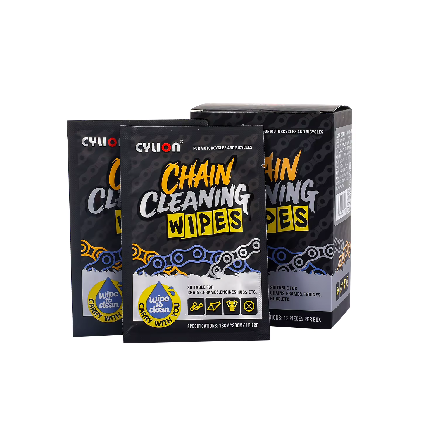 Lingettes de nettoyage de chaîne de vélo réutilisables