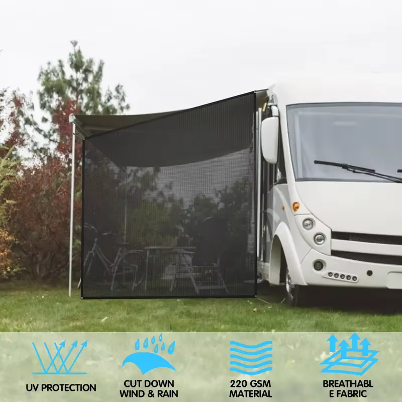 Kit de protection solaire et d'intimité pour auvent de caravane 9 x 7 pieds, écran en maille anti-vent et anti-moustiques pour l'extérieur de la voiture