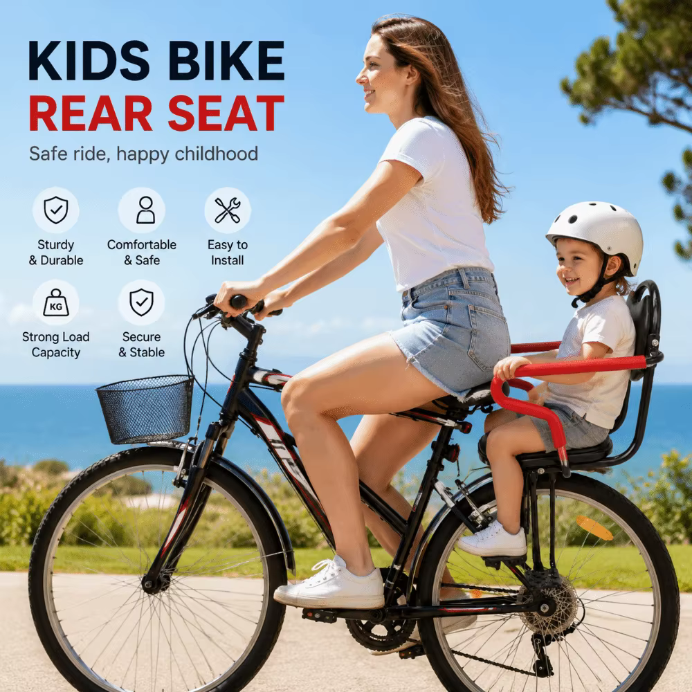 Siège de vélo pour enfant monté à l'arrière ‌ Accoudoir facile à installer ‌