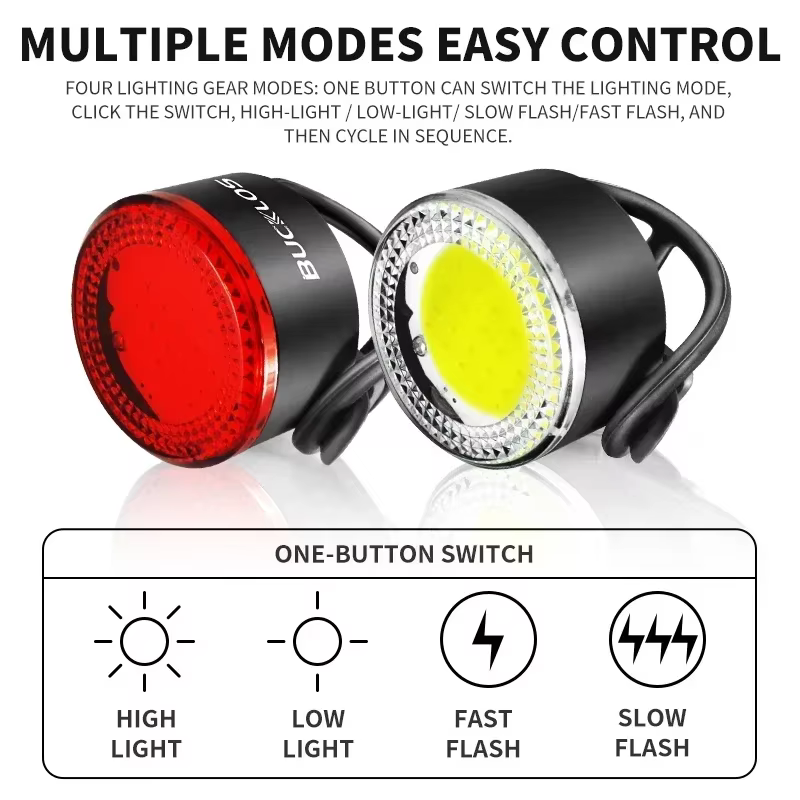 BUCKLOS vélo lumière COB avant arrière