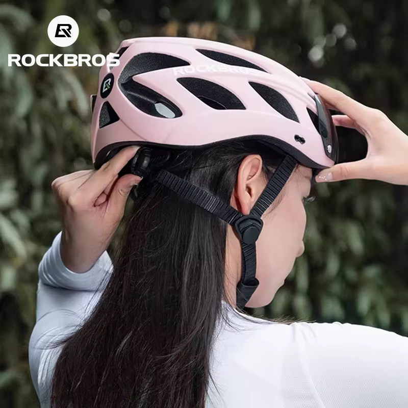 ROCKBROS casque de vélo femmes léger respirant avec lunettes lentille magnétique réglable