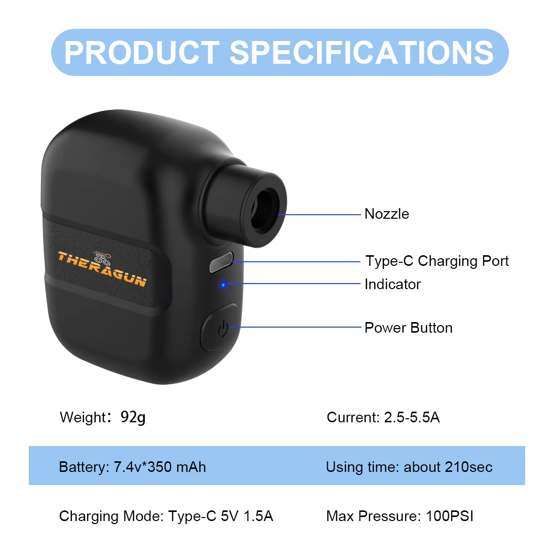 Mini pompe à vélo rechargeable