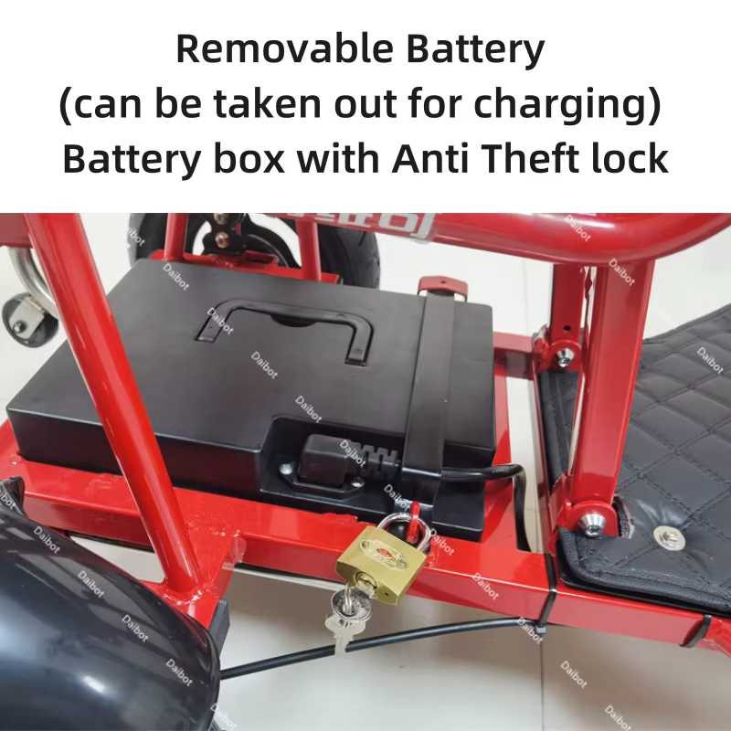 700W puissant Scooter de mobilité à 3 roues avec siège pour personnes âgées pliant Double moteur Scooter électrique avec tige de traction bagages voyage