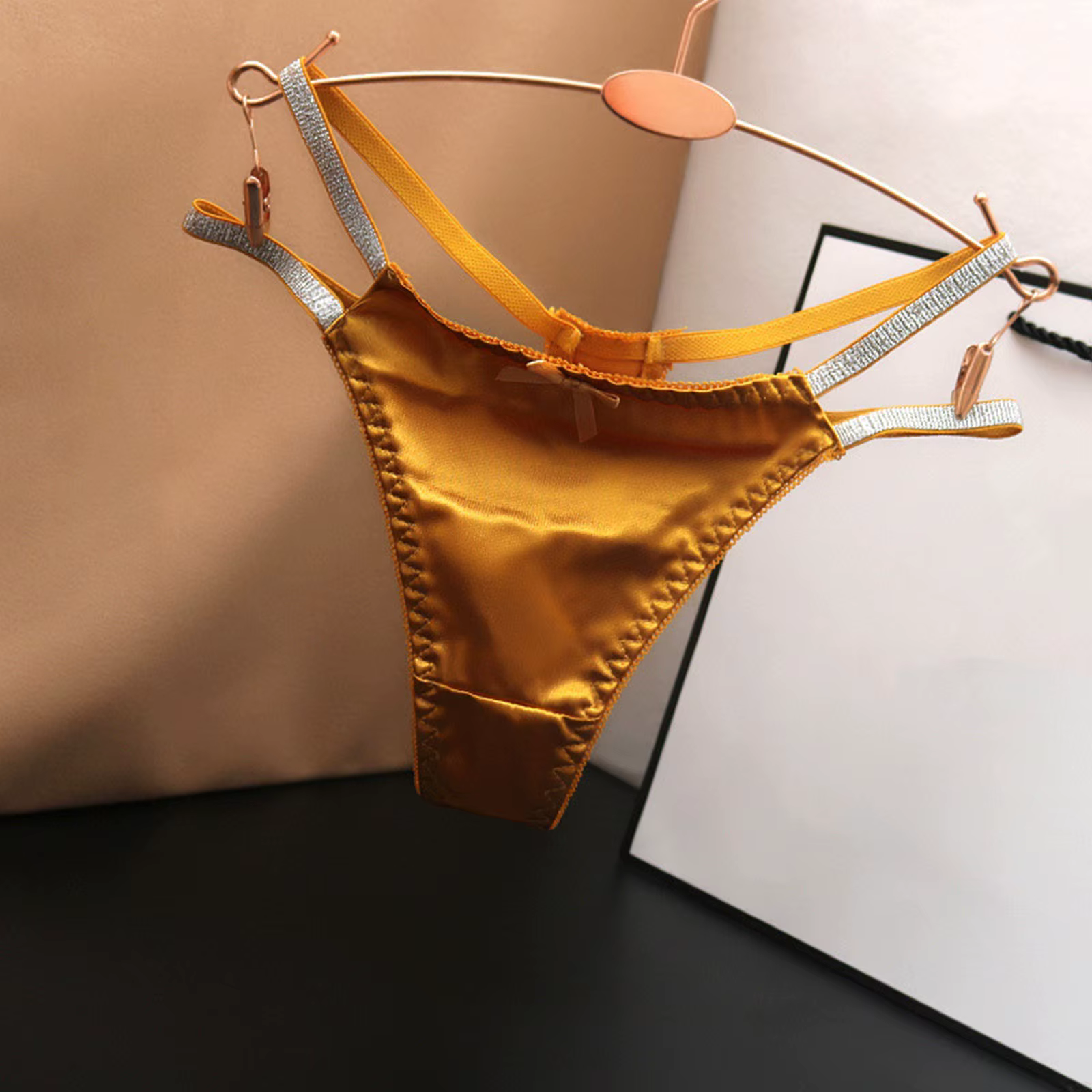 Femmes culottes taille basse slips en satin bretelles fines sous-vêtements de couleur unie Bragas Sexys dames Tanga t-back tongs стри ums жletiе