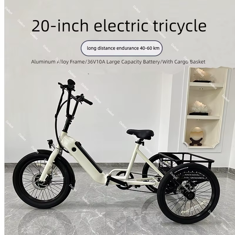 Puissant pliable léger 3 roues Cargo Tricycle électrique gros vélo pour adultes personnes âgées 500W hors route