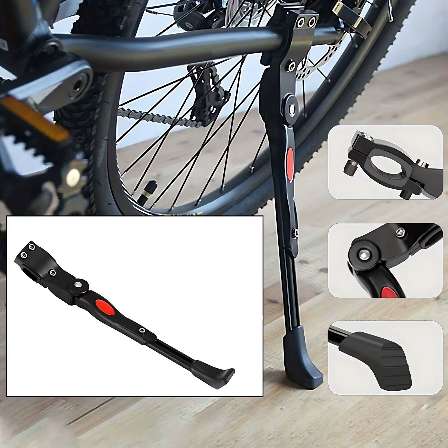 Béquille de vélo réglable en alliage d'aluminium pour vélos de 24 à 27 pouces