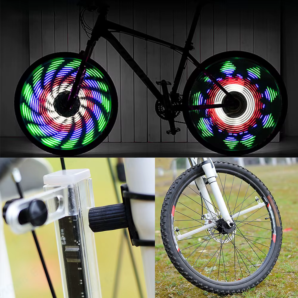 Roue de vélo LED 64 lumières étanche