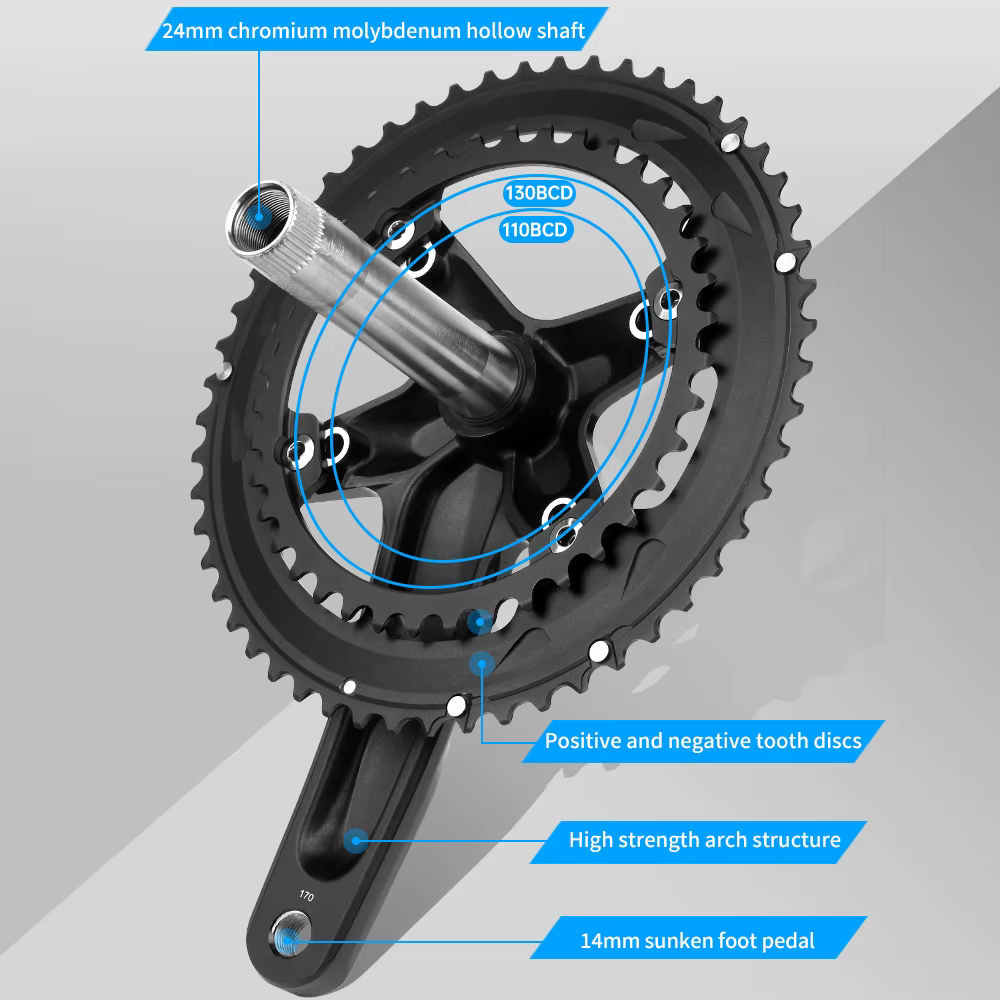RIRO 706 vélo de route pédalier intégré 170mm 110BCD 53-39T/50-34T Double plateaux pignons creux