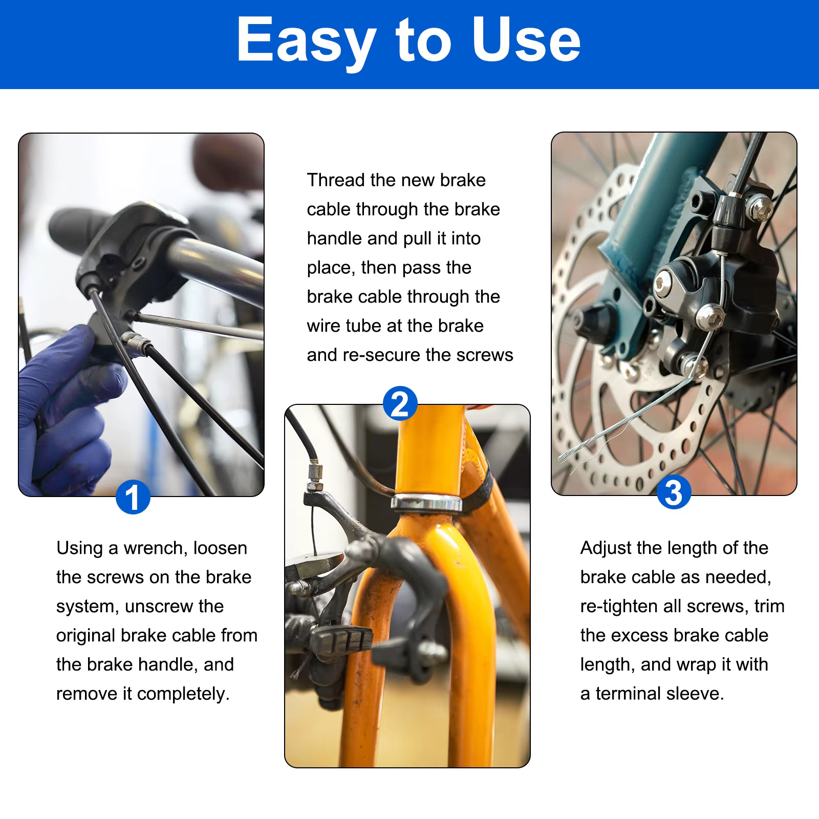 Kit de câbles de frein et de changement de vitesse de vélo de 2m/2.5m