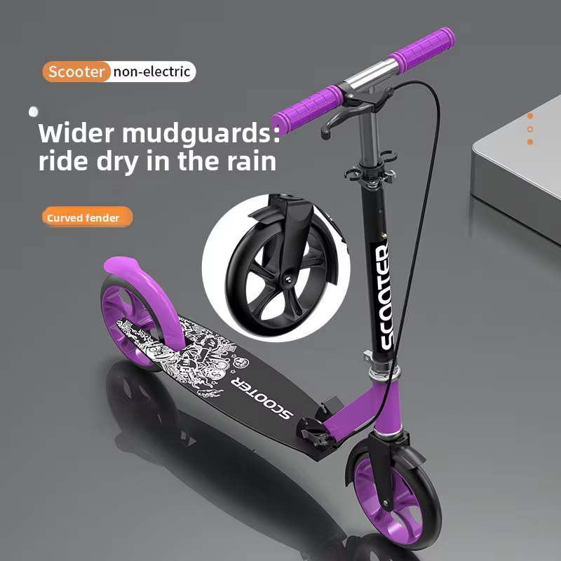 Trottinette Urbaine à Deux Roues Pliable avec Double Freinage pour Adultes et Enfants