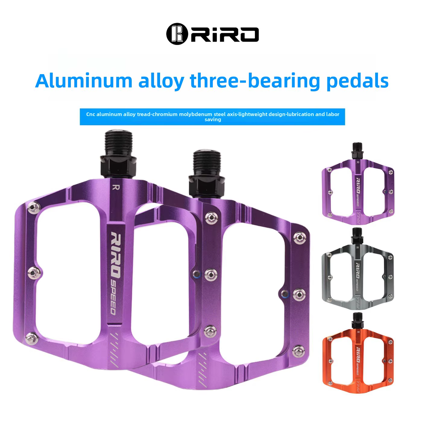 Pédales de vélo RIRO Triplein en alliage d'aluminium