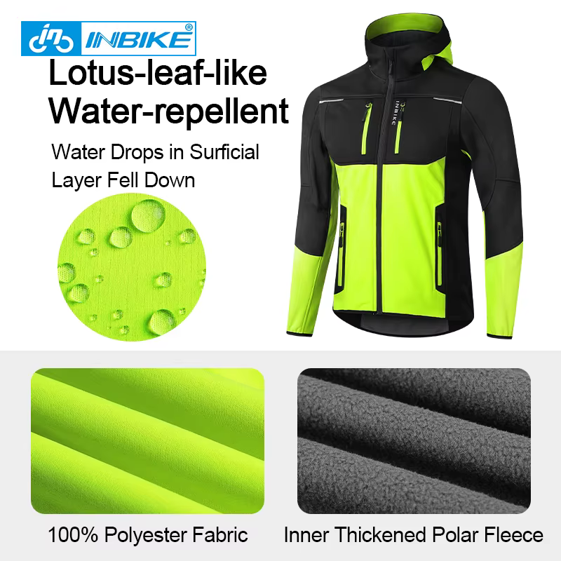 INBIKE hiver hommes coupe-vent veste chaud polaire cyclisme vestes avec poches imperméable vélo