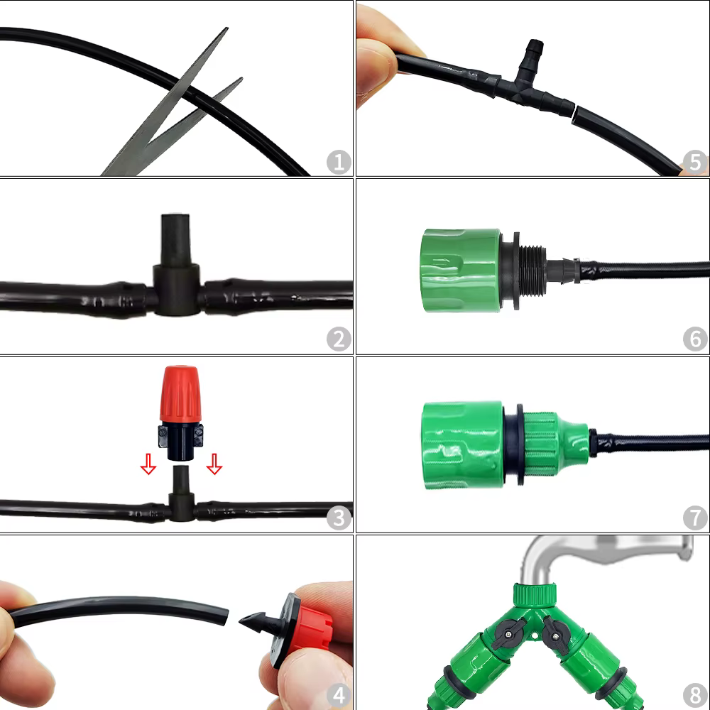 Système d'irrigation, outils de jardin, Kits d'arrosage goutte-à-goutte, tuyau d'arrosage automatique avec installation pratique réglable, économie d'eau