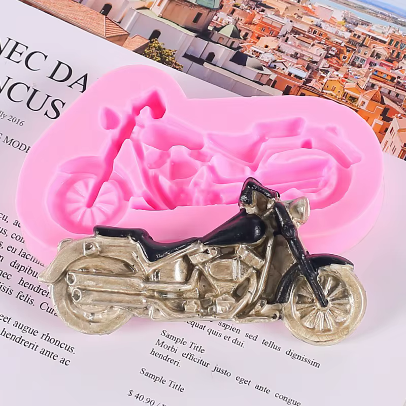 Moule en silicone pour moto et vélo, moules de moulage en résine, adaptés à la pâte polymère, artisanat DIY, fabrication de savon, création de bougies, -D