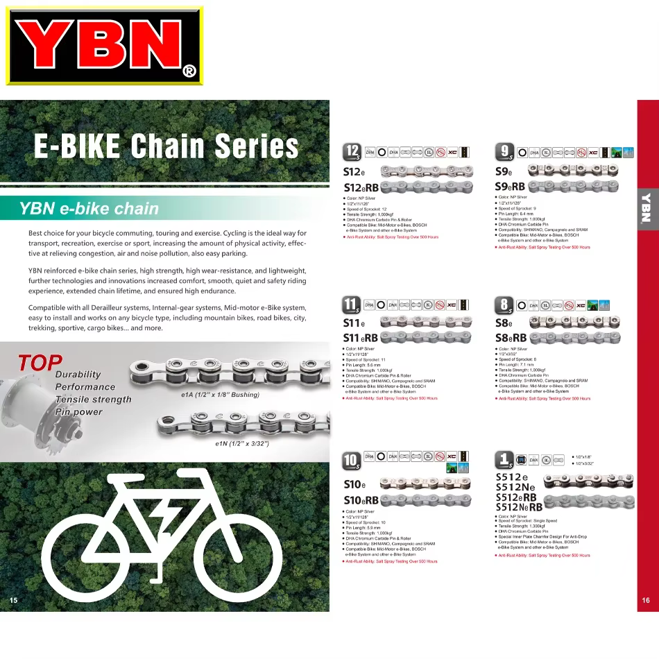 Chaîne de vélo électrique YBN 8/9/10/11/12 vitesses