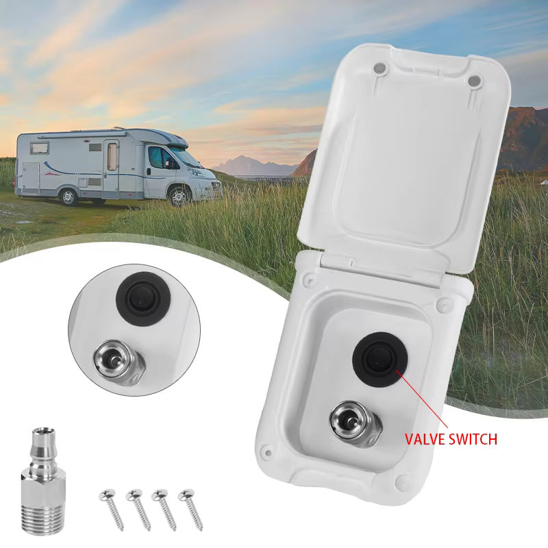 TYCRUCTWIsolliciter-Sortie d'Eau Externe/Port de Remplissage, Accessoires de Caravanes, RV, Raccordement d'Eau Douce, Filtre de Trappe, Couvercle Verrouillable