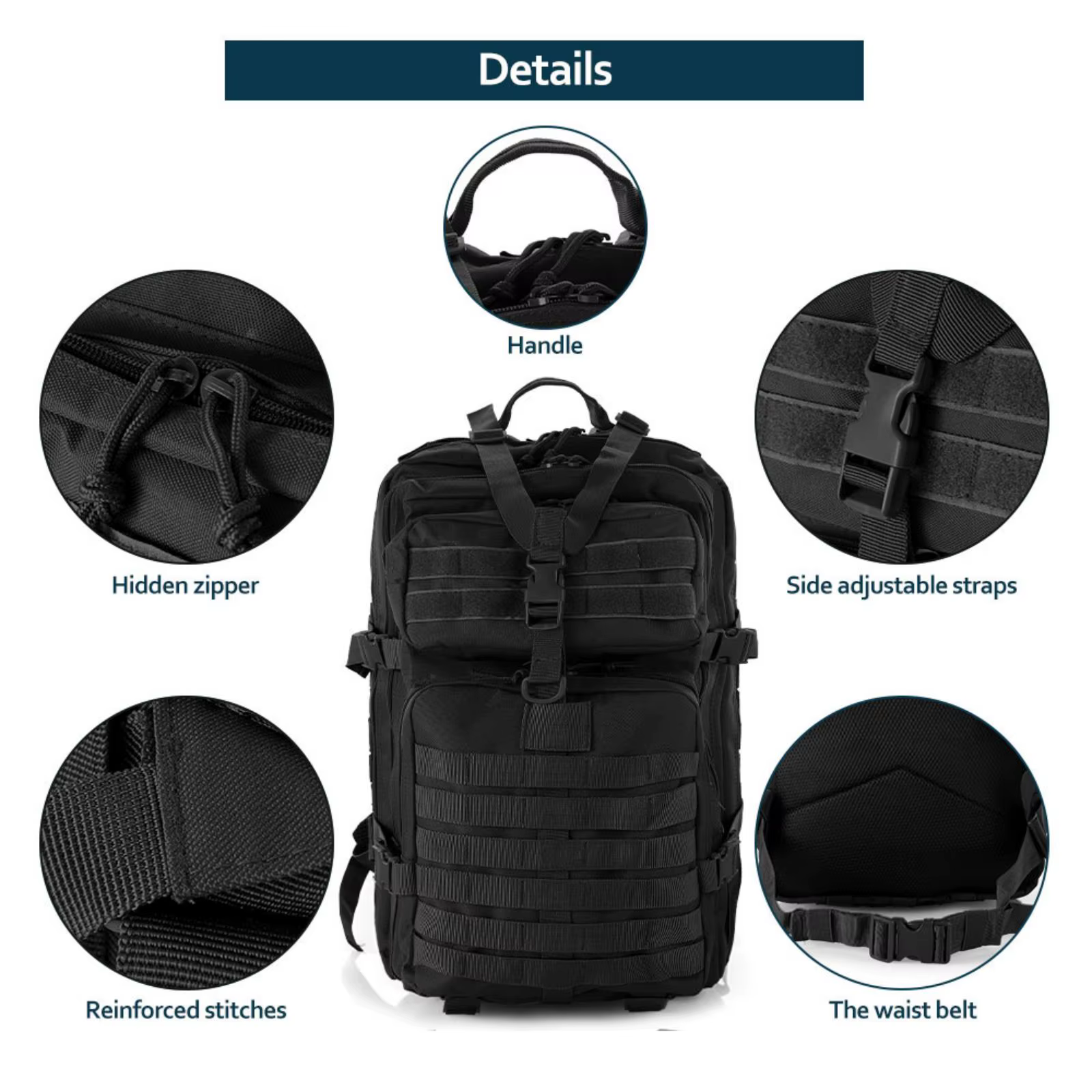 25L/50L robuste en Nylon imperméable à l'eau tactique sport Trekking pêche chasse Camping randonnée sac à dos sacs à dos en plein air