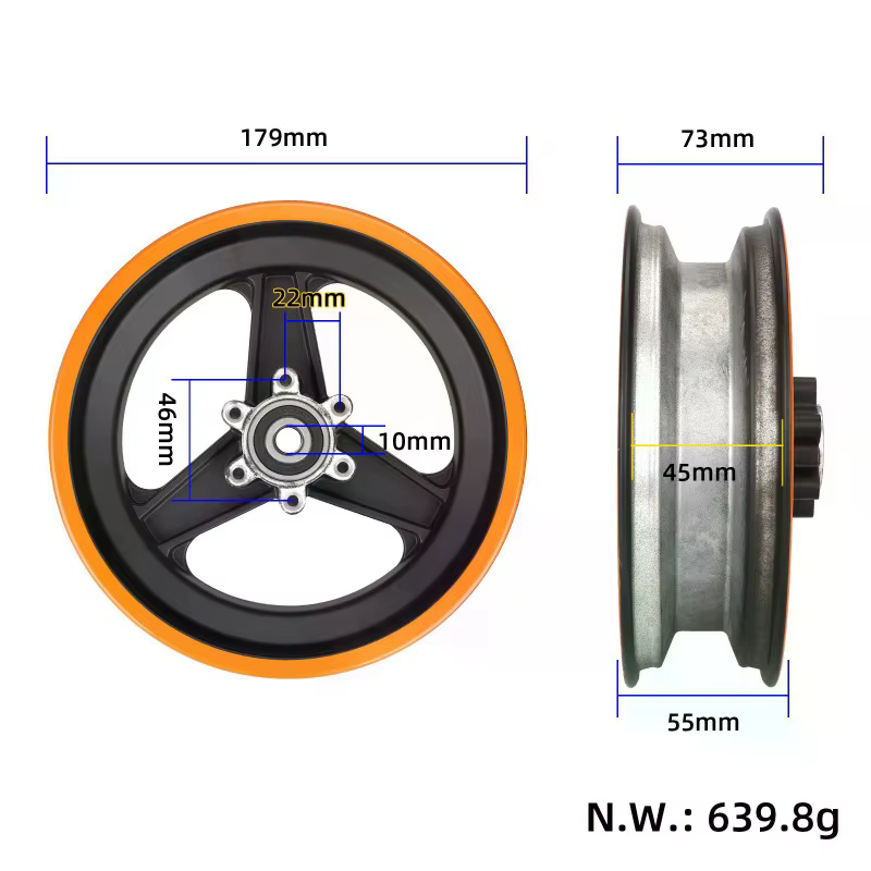 Roue avant en alliage d'aluminium pour trottinette électrique Kukirin G3