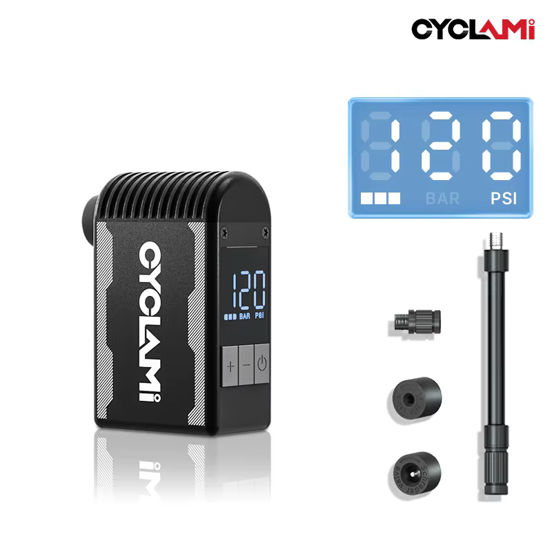 Pompe à vélo électrique portable en alliage CYCLAMI A2S 120 PSI 500 mAh