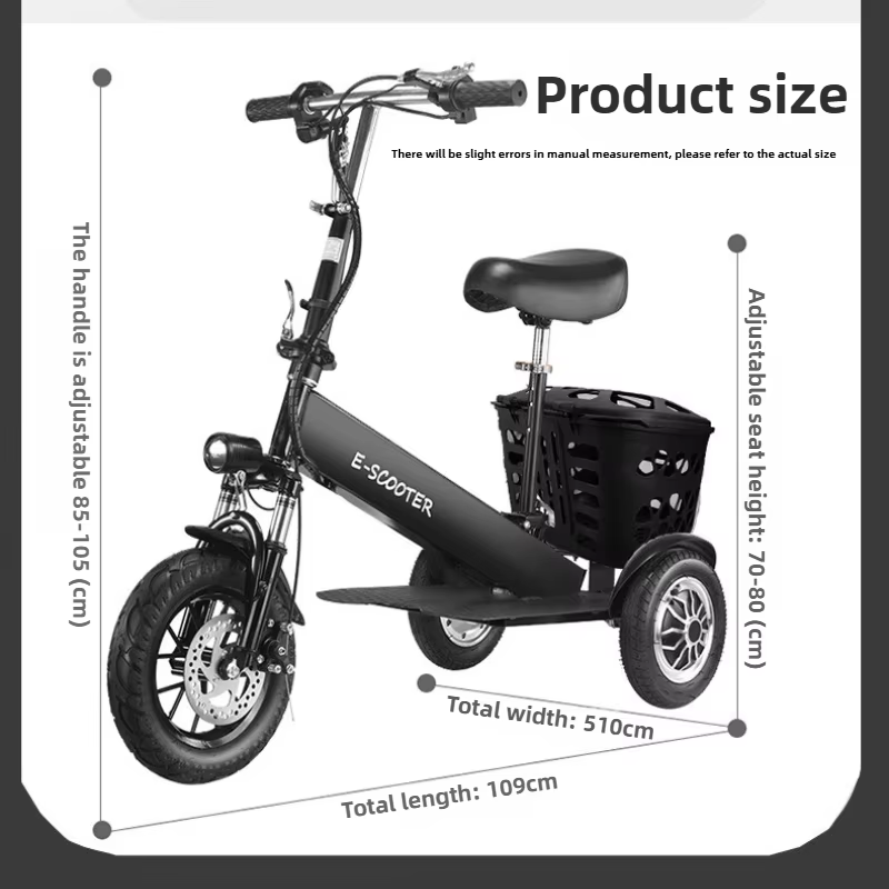 Pliant avec panier Scooter électrique Mini petite batterie au Lithium amovible Tricycle
