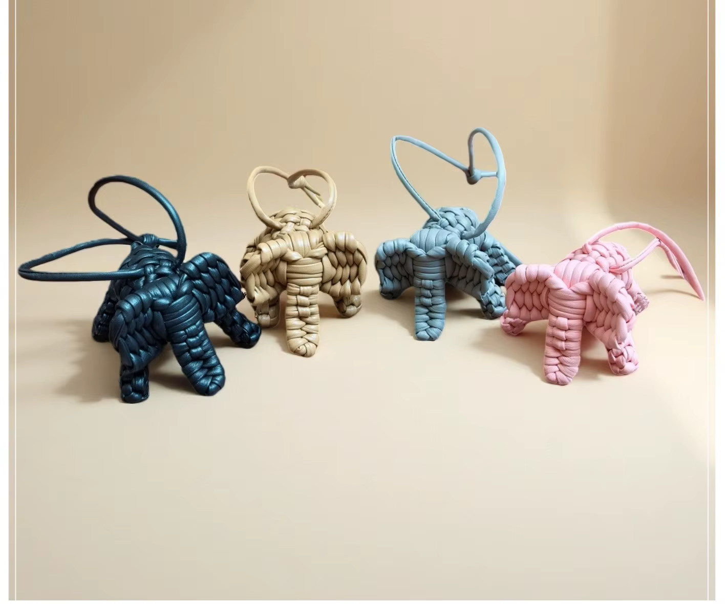 Pendentif éléphant en cuir tressé de luxe, breloque de sac de haute qualité, accessoire de décoration pour sac fourre-tout, artisanat unique