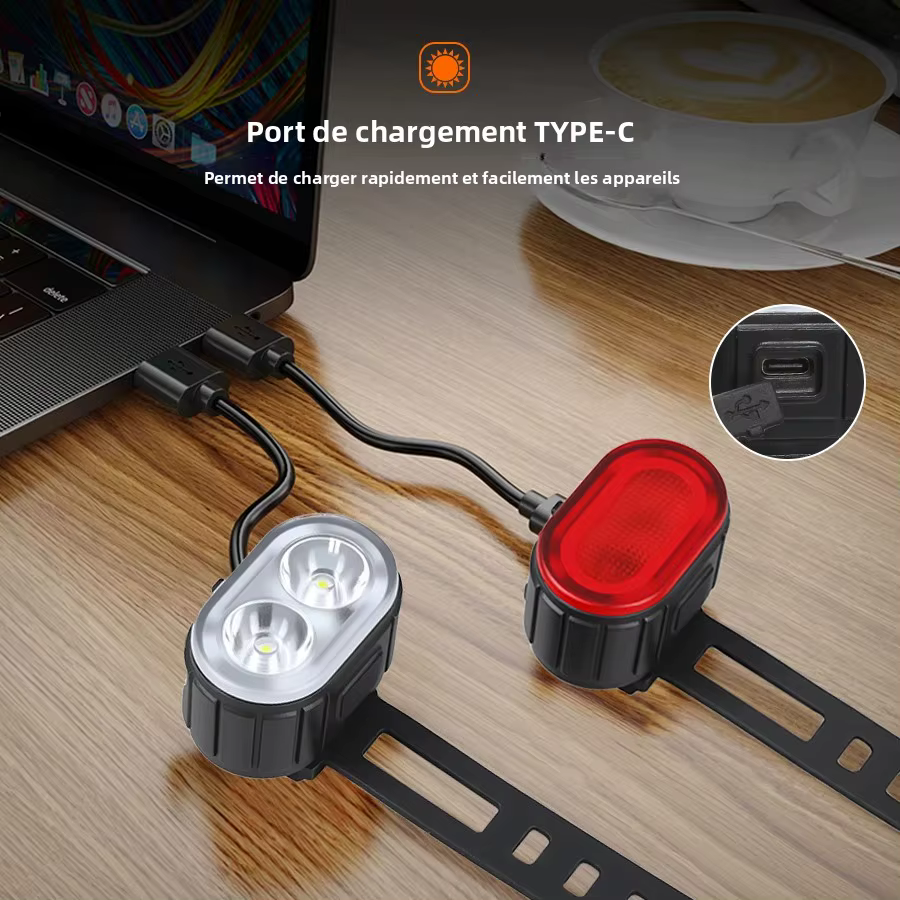 Feu avant et arrière de vélo Rechargeable