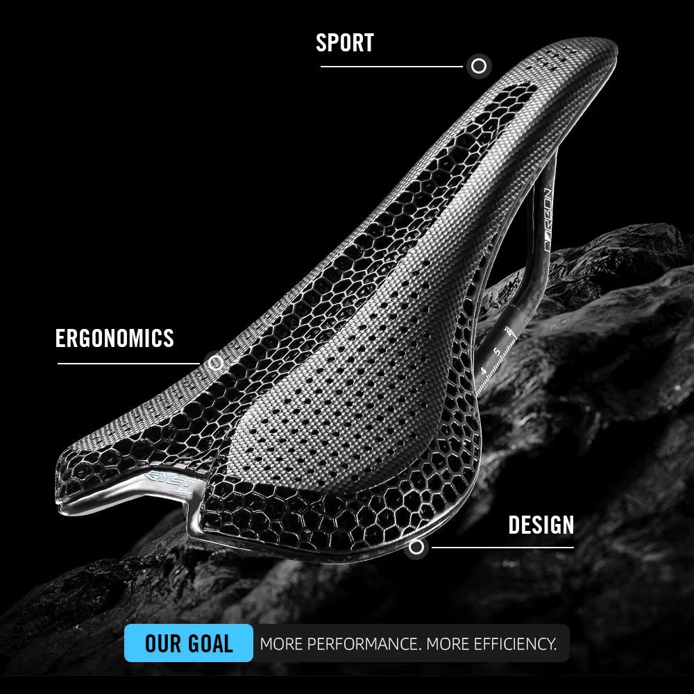Selle de vélo RYET en carbone imprimée en 3D